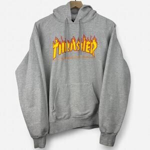 Thrasher flame logo grey hoodie